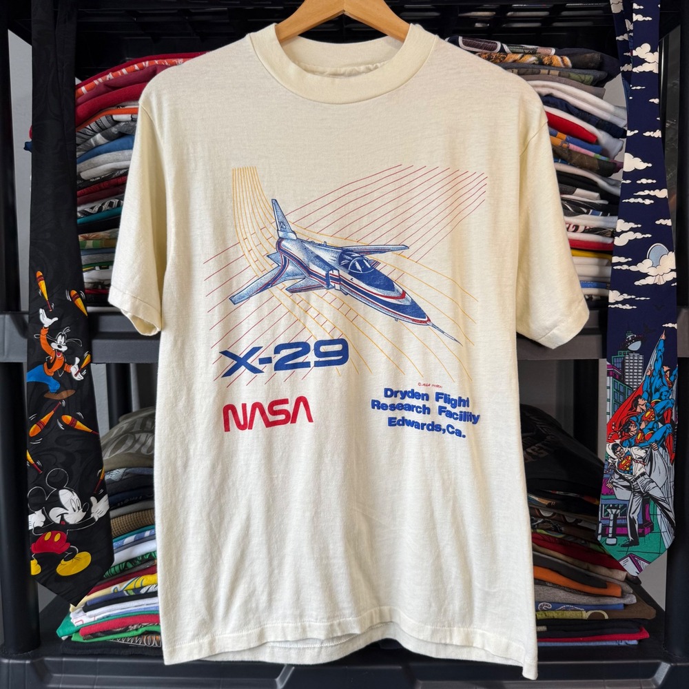 Vintage Cream NASA X-29 Dryden Flight Research Facility T-Shirt Large